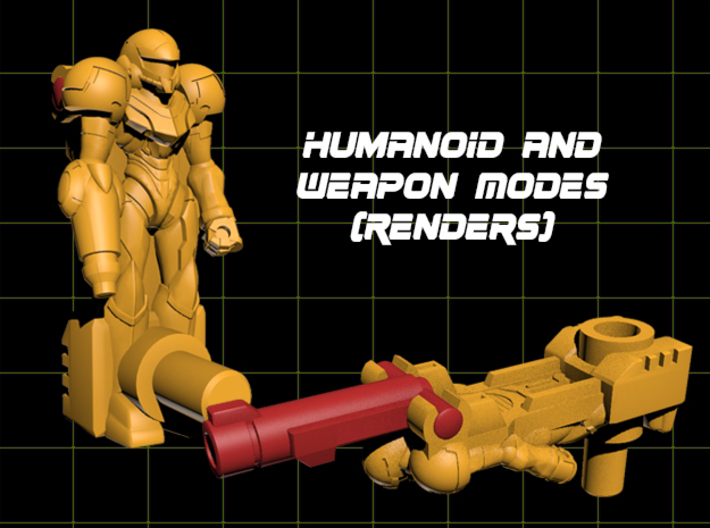Zapmus Ion Transforming Weaponoid Kit (5mm) 3d printed render of figure in both configurations
