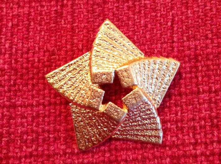 Five Point Star 3d printed Matte Gold Steel