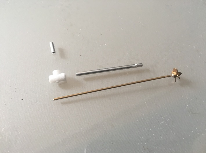 2mm stern tube oil connectors 3d printed assembly as needed - tubes, prop and prop shaft need to be purchased separately