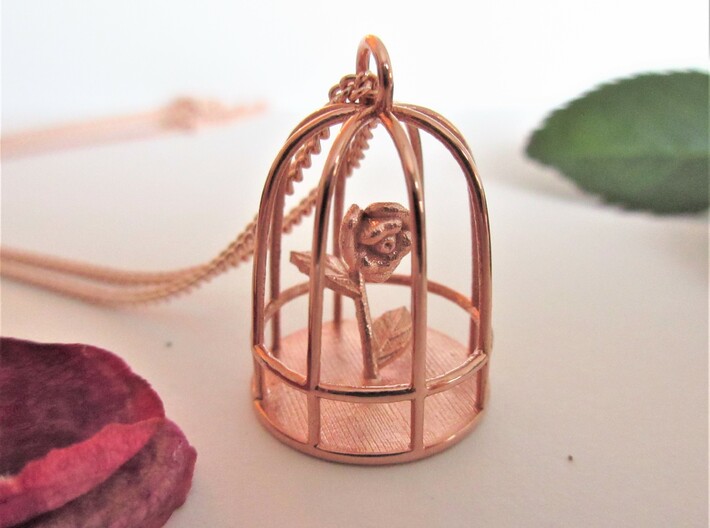 Beauty &amp; the Beast inspired Rose In Cage Pendant 3d printed Beauty &amp; the Beast pendant