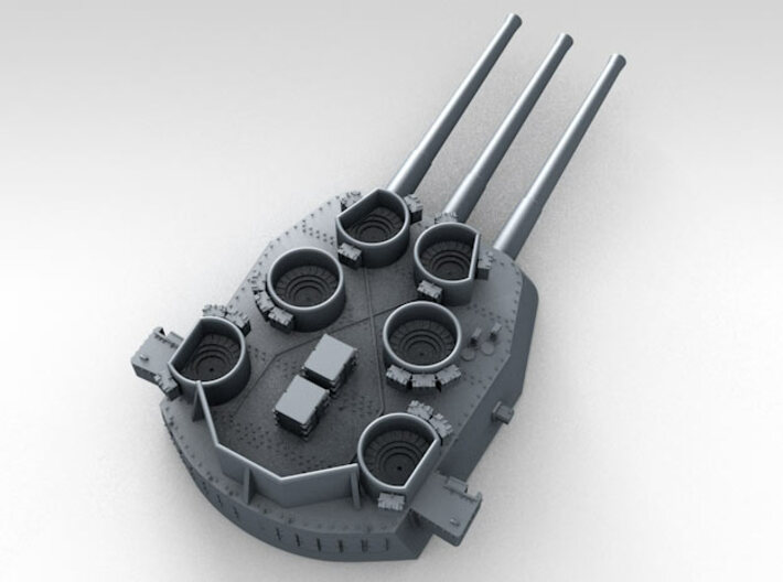 1/600 16"/45 MKI HMS Nelson Turrets 1945 3d printed 3d render showing X Turret detail