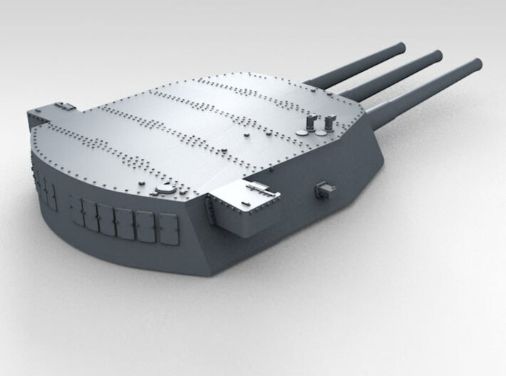 1/600 16"/45 MKI HMS Nelson Turrets 1945 3d printed 3d render showing A Turret detail