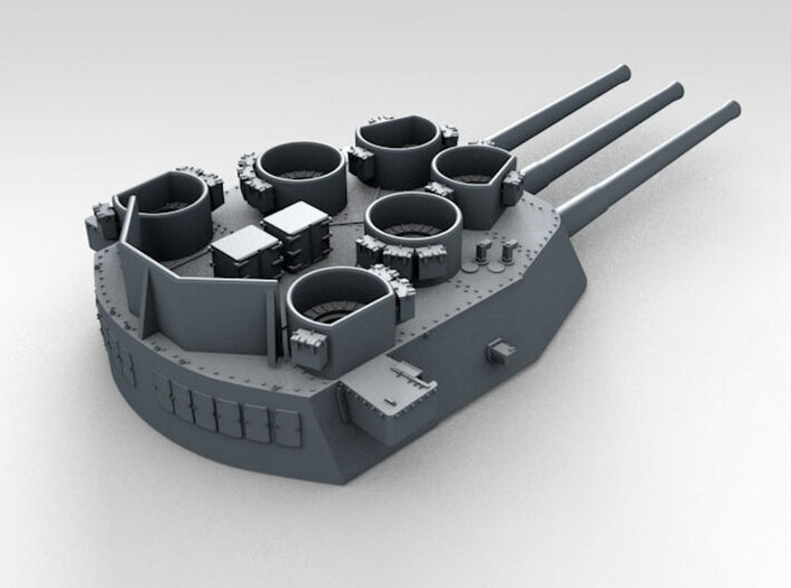 1/200 16"/45 MKI HMS Nelson Turrets Only 1945 3d printed 3d render showing X Turret detail (Barrels NOT included)3d render showing X Turret detail