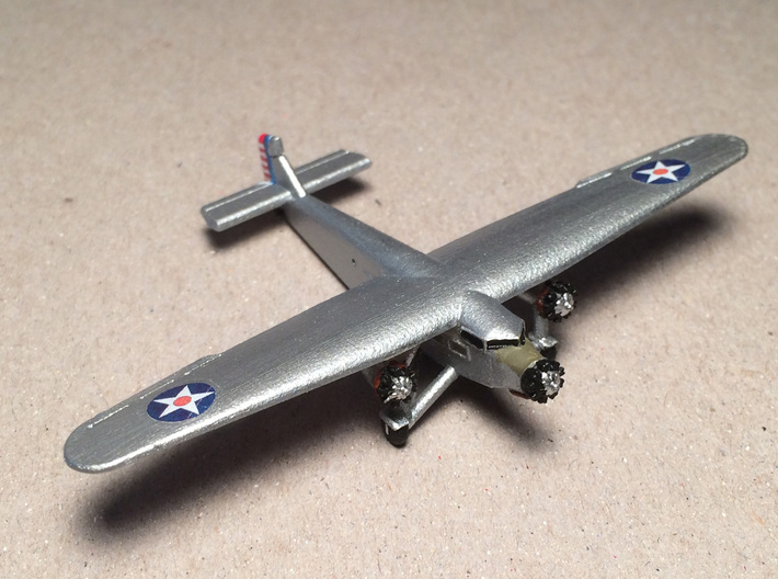 Ford 5-A-TC Trimotor 1/285 Scale 3d printed US Army Air Corps Trimotor by Fred Oliver