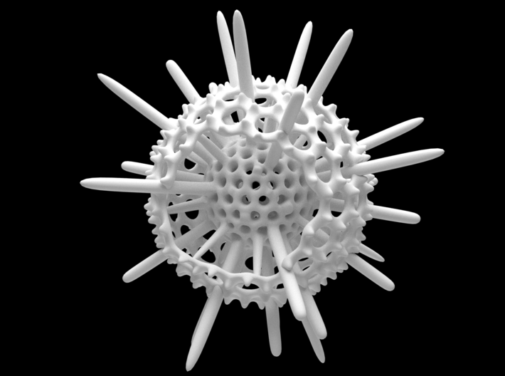 Spiky Spumellaria Sculpture - Science Gift 3d printed Computer render of front of Spiky Spumellaria Sculpture