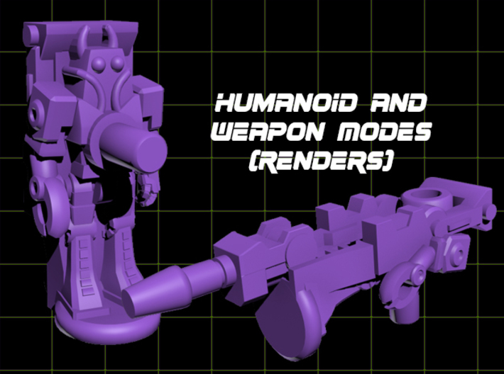 Bugs Mandible Transforming Weaponoid Kit (5mm) 3d printed render of figure in both modes