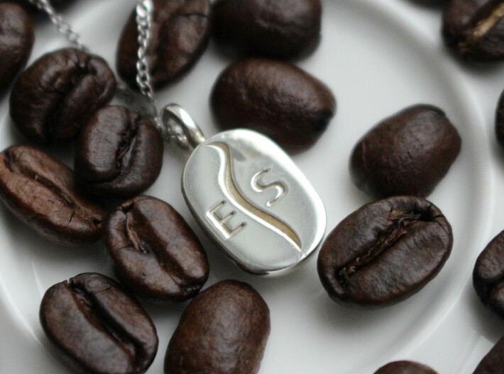 Coffee Bean Pendant 3d printed Engraved Example
