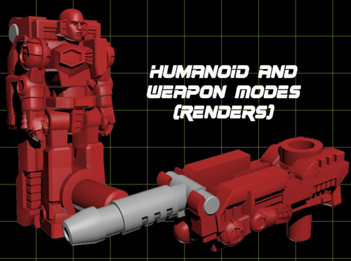 Diaclone Datson Specialist Weaponoids (5mm) 3d printed Render of "Locke Stockton" figure in both modes