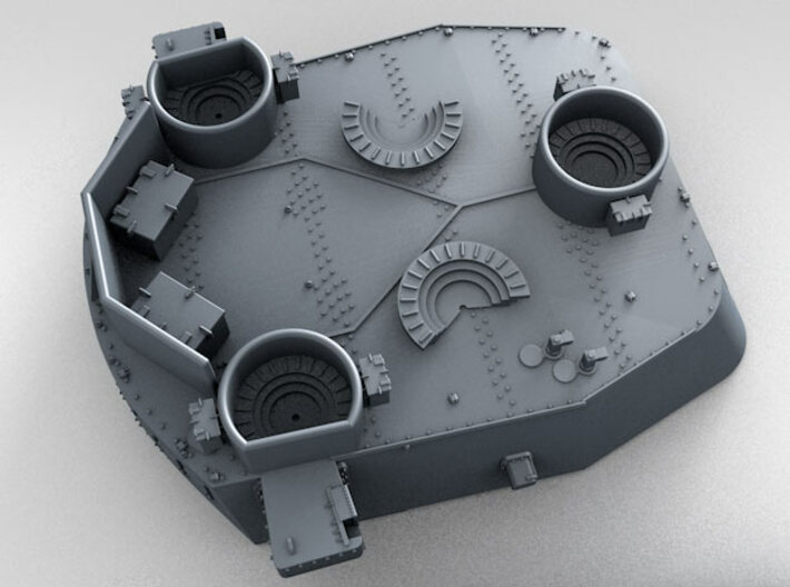 1/700 16"/45 MKI HMS Nelson Turrets 1943 3d printed 3d render showing X Turret detail