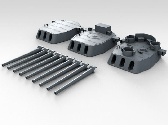 1/350 16"/45 MKI HMS Nelson Turrets 1943 3d printed 3d render showing set