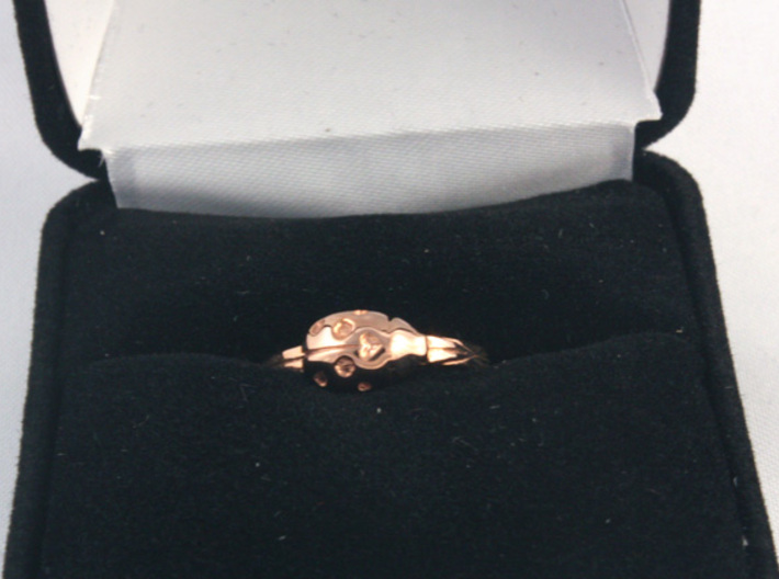 Ladybug 'Loved' Ring 3d printed 14k rose gold size 6 with jewelry box
