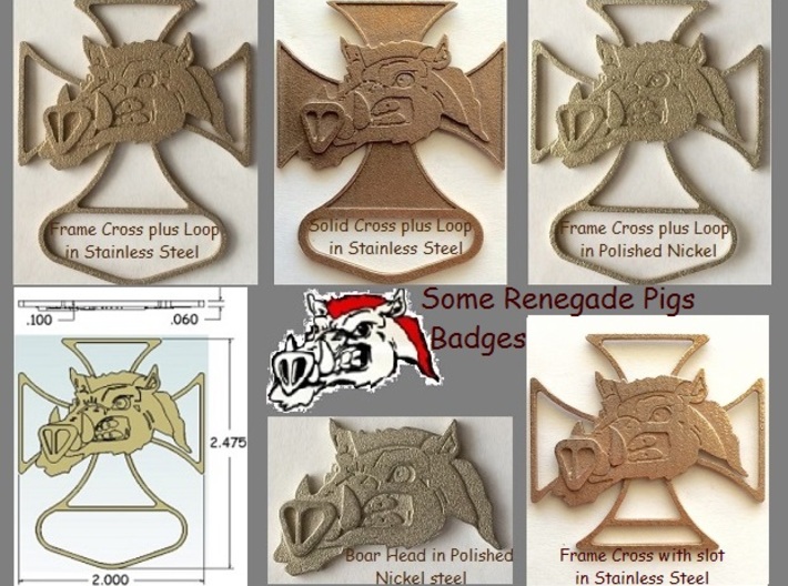 Renegade Pigs Motorcycle Club Badge boarhead v2 3d printed 