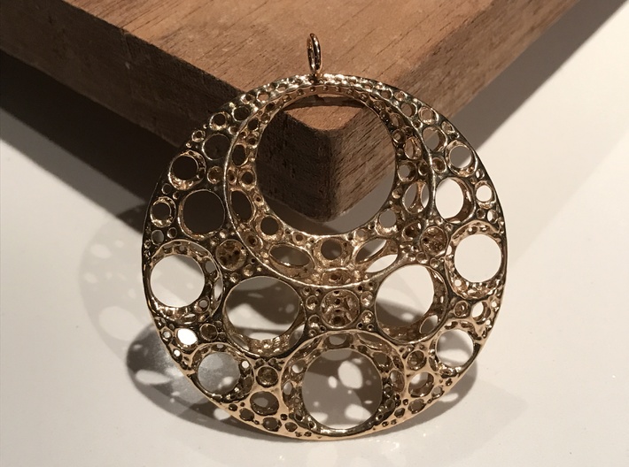 Klein Moon Pendant 3d printed Polished Bronze