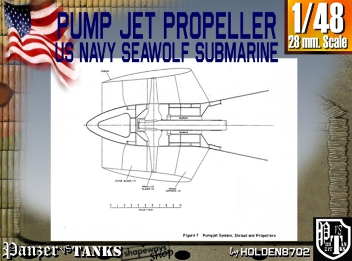 1-48 Pump Jet Seawolf Submarine Propeller 3d printed 