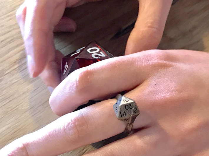 D20 Ring 3d printed Stainless Steel