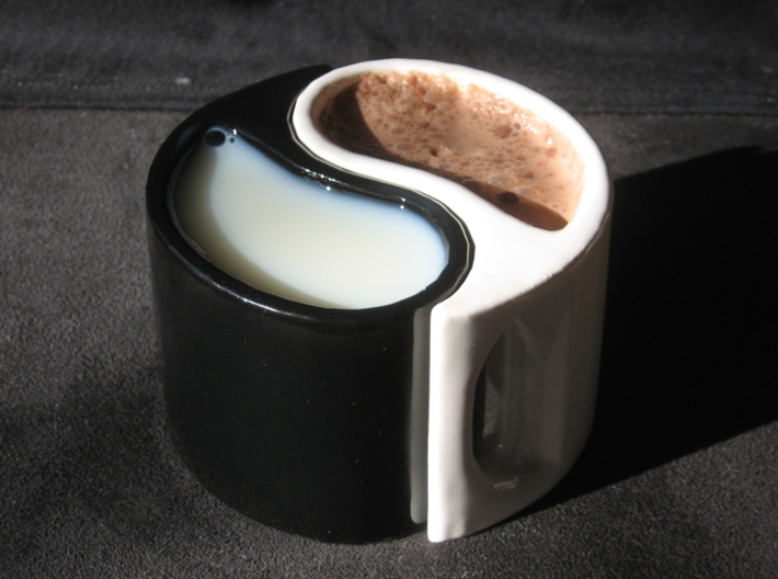 Yin Yang Mug 3d printed Milk and Hot Chocolate not included.