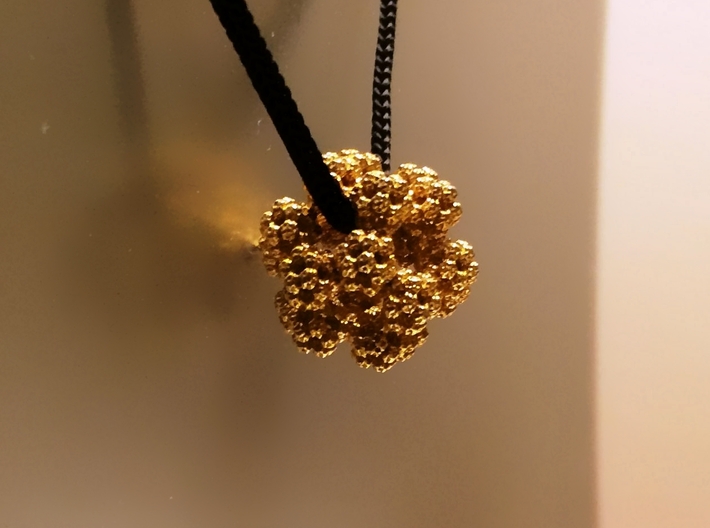 Fractal Dodecahedron Pendant 3d printed Gold Plated Brass