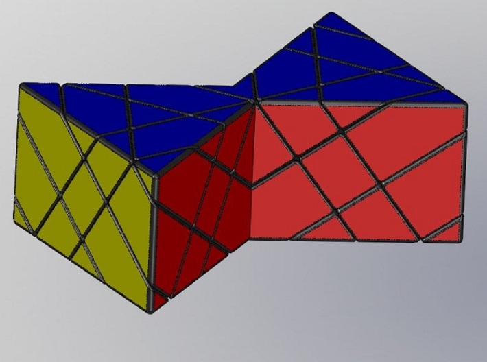 Double Triangular Prism 3d printed Assembled Puzzle