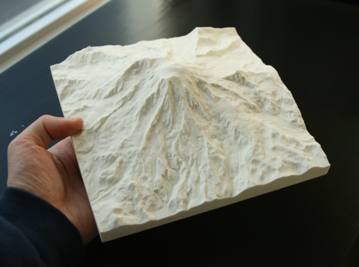 8'' Mt. Rainier, Washington, USA, Sandstone 3d printed Me holding the big 8&quot; sandstone Rainier print---what detail!