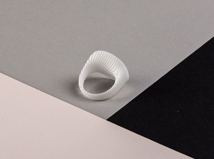 archetype - signature ring round 3d printed pictured material: white plastic