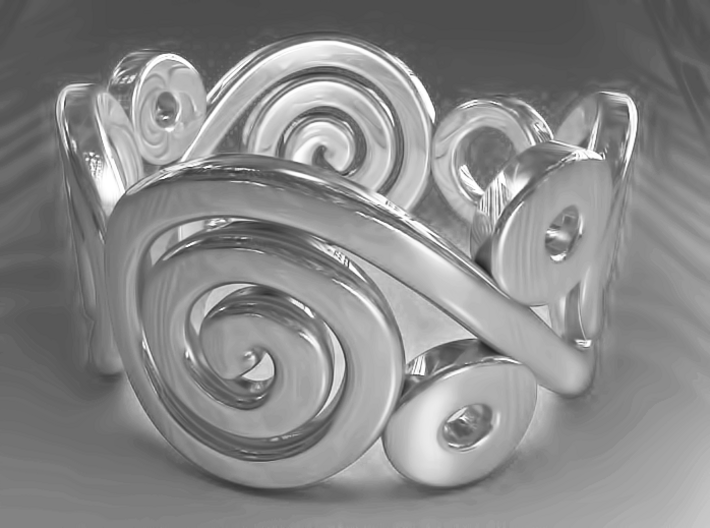 2 Spirals and Ovals -Closed version- Size17 3d printed 2 Spirals and Ovals -Closed version- Size17 - SILVER