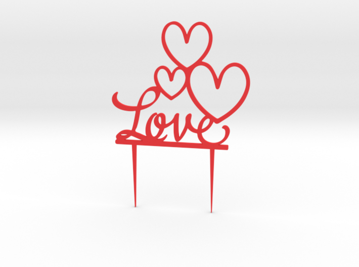 Hearts&amp;Love Cake Topper 3d printed