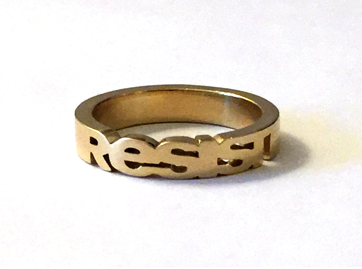 Resist Ring in 14k Gold Plated 3d printed