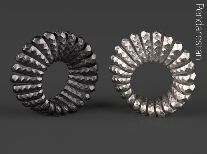 Mobelix 3d printed Mobelix I, fine art geometric sculpture of the Mobius strip, in Polished Nickel Steel (right)
