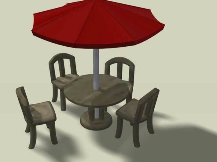 Sidewalk Cafe Set, HO Scale (1:87) 3d printed Suggested paint scheme.