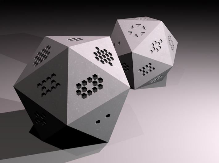 d20 Hexagon Pips 3d printed As rendered in Blender.