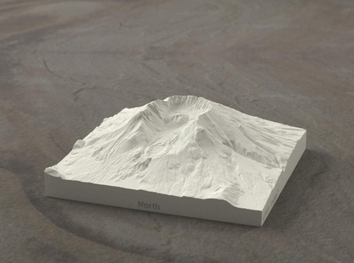 4'' Mt. St. Helens, Washington, USA, Sandstone 3d printed Radiance rendering of model from north