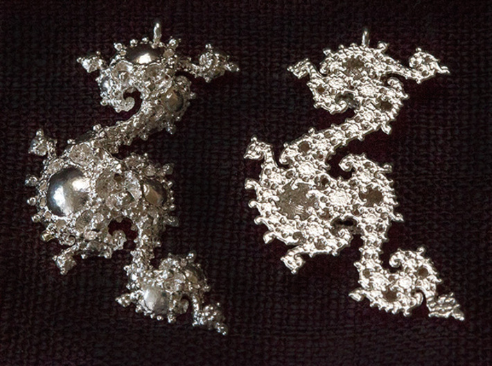 Seahorse Dragon Earrings - Kleinian Fractal 3d printed 