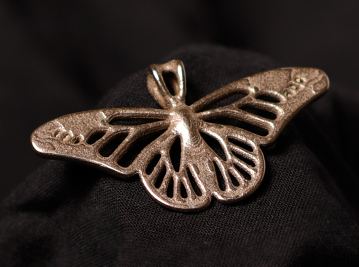 Butterfly Pendant 3d printed Back of Butterfly in Stainless Steel