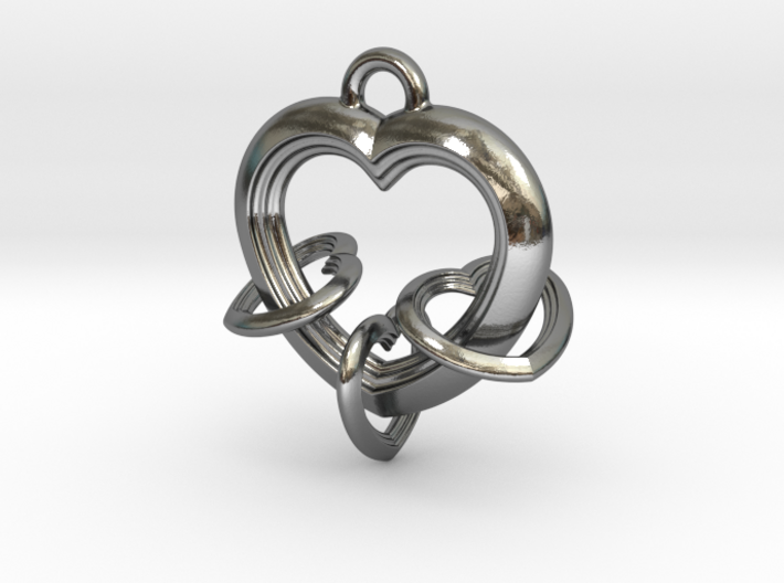 Linked Heart Pendant 3d printed