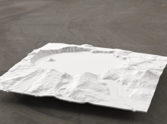 6'' Crater Lake, Oregon, USA 3d printed Radiance rendering of model, viewed from the south.
