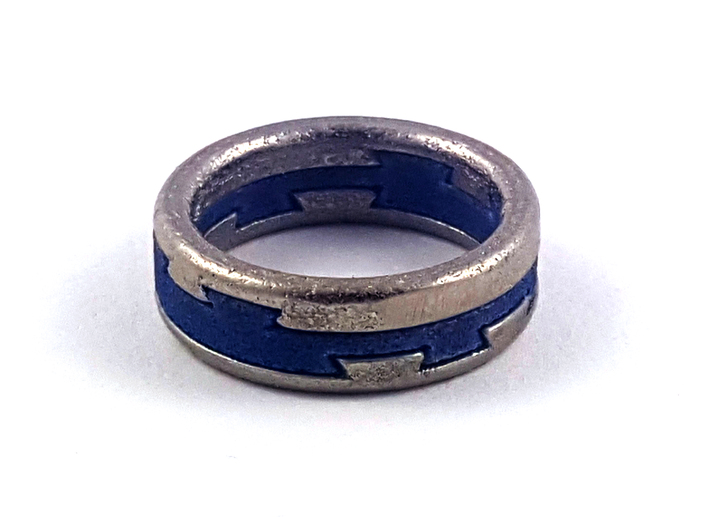 Metal Puzzle Ring! (size:9, side: A) 3d printed 