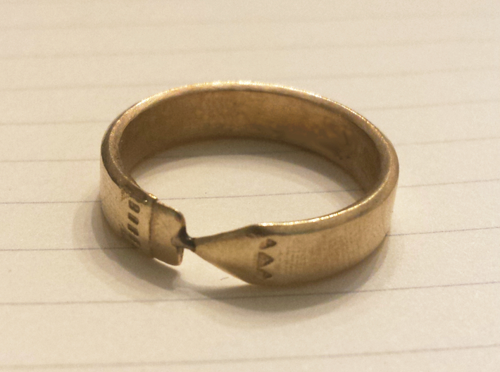 Pencil Ring, Size 8 3d printed Raw brass