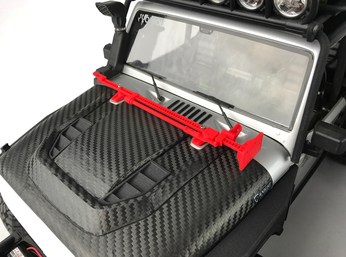 AJ10052 Jack and Hood Mount - BLACK 3d printed Shown in RED mounted to hood of Axial JK (sold separately)