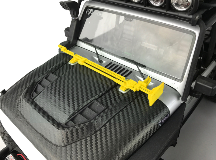 AJ10051 Jack and Hood Mount - YELLOW 3d printed Shown mounted to hood of Axial JK (sold separately)