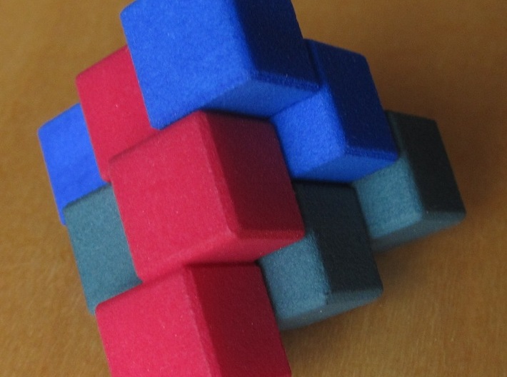 Three Piece Block 3d printed Assembled puzzle