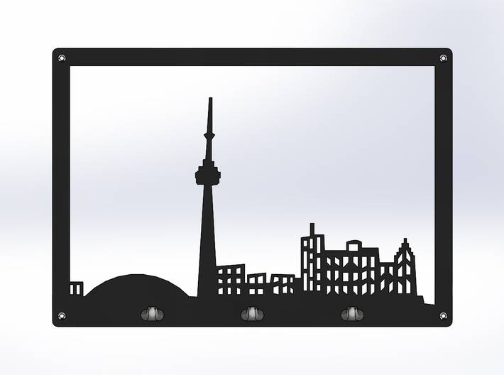 Toronto Skyline - Key Chain Holder With Border 3d printed Black Front