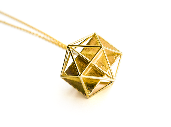 Golden Icosahedron Pendant 3d printed 