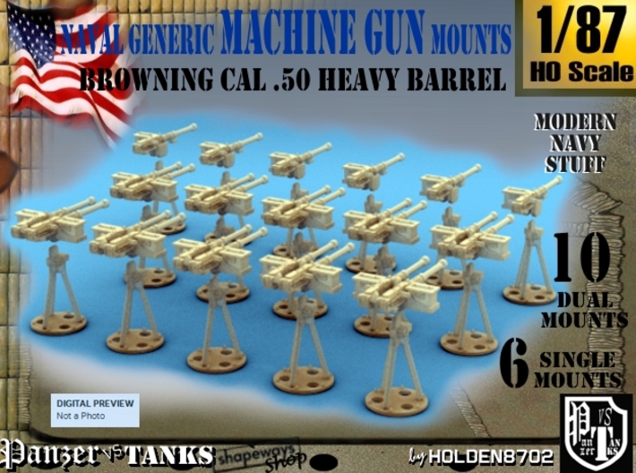 1-87 Cal 50 Modern Naval Mount Set1 3d printed 