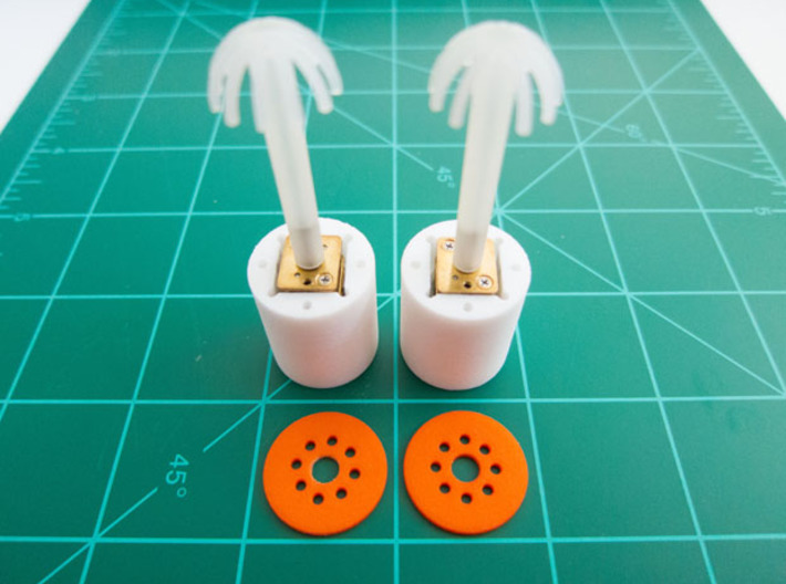Bussard Dome Assembly - 1:650 - For DLM Parts - 02 3d printed Two printed parts in "Strong and Flexible" orange polished plastic.