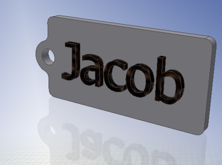 Name Tag Jacob Key chain Zipper 2x1in 50x25mm 5mm  3d printed Rendered CAD