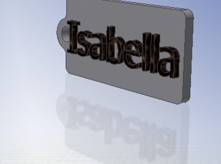 Name Tag Isabella Key chain Fob Zipper 2x1x02in 3d printed Rendered CAD