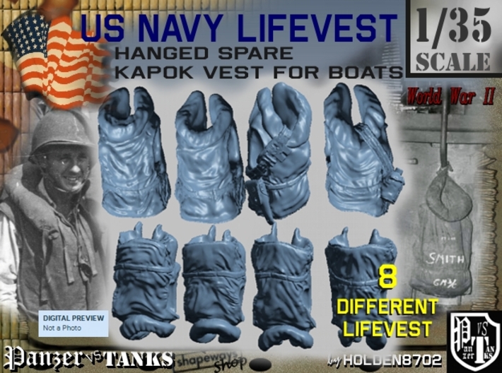 1-35 USN Hanged Kapok Lifevest Set1 3d printed