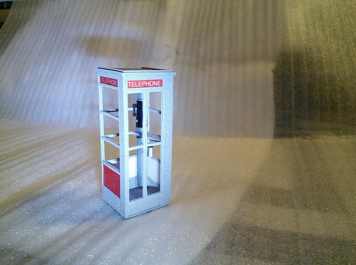 Telephone Booth, 1/32 Scale 3d printed Panels and sign made using computer and color printer.