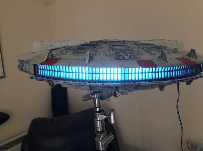De Agostini Millenium Falcon SubLight Grill 2 Part 3d printed Installed with a transparent/refractive/blue diffuser and custom lights (not included)