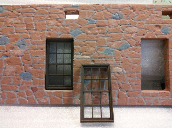 Window, 40in X 74in, 12 Panes, x2 3d printed Windows were printed in White Plastic and then colored brown using Rit dye.